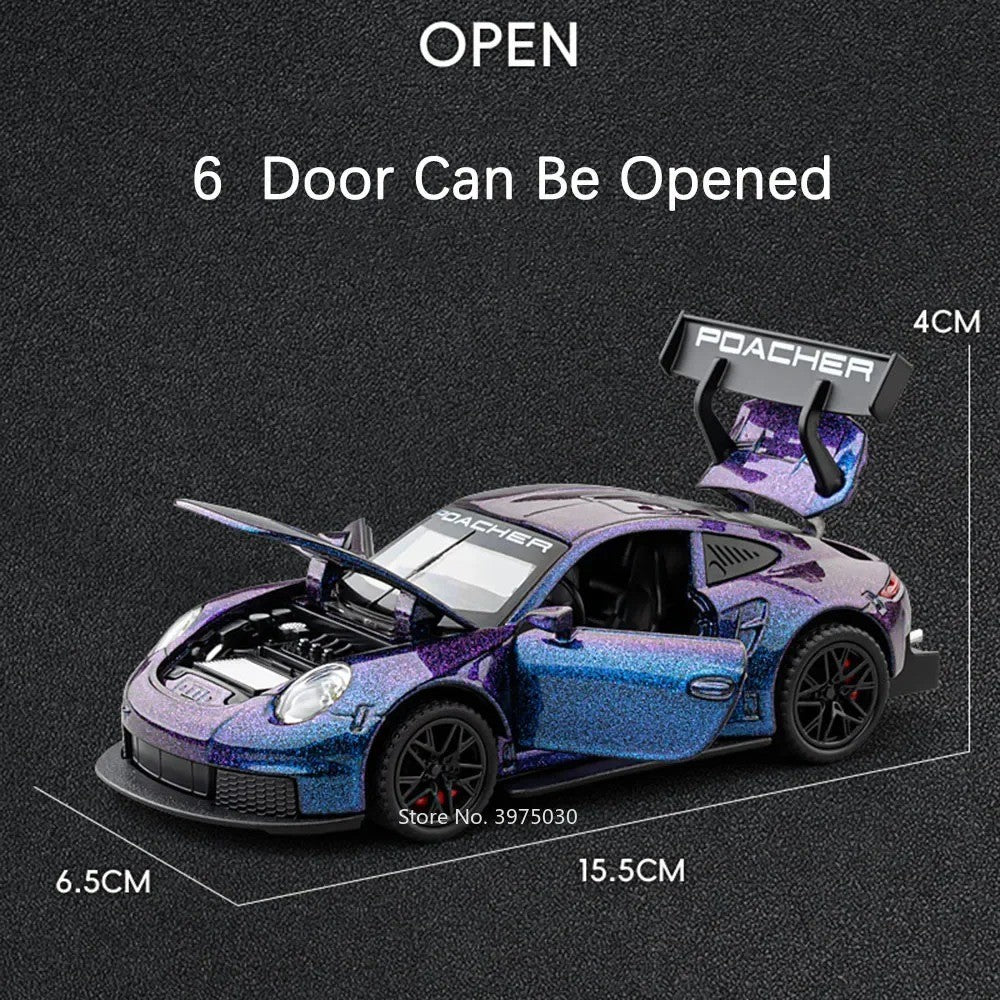 1:32 Diecast GT3 RS Supercar with Lights, Sound & Pull Back Action - Gift for Al