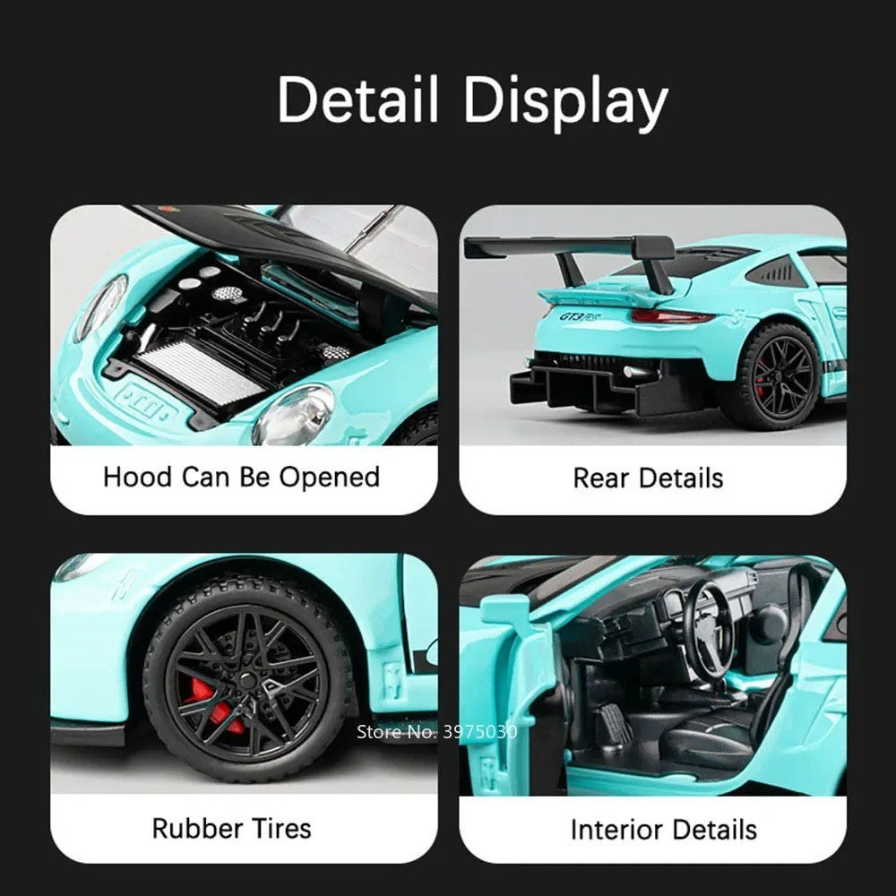 1:32 Diecast GT3 RS Supercar with Lights, Sound & Pull Back Action - Gift for Al