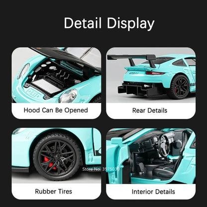 1:32 Diecast GT3 RS Supercar with Lights, Sound & Pull Back Action - Gift for Al