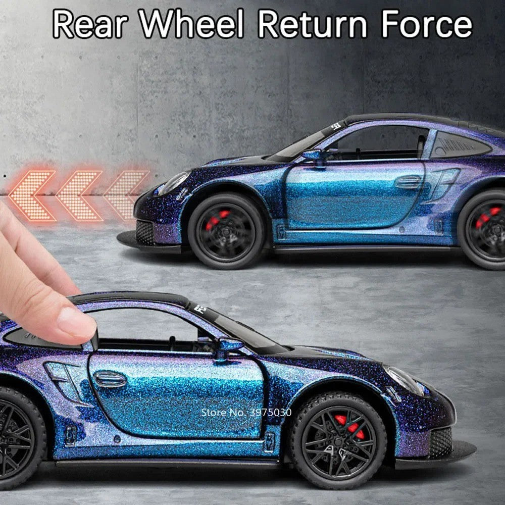 1:32 Diecast GT3 RS Supercar with Lights, Sound & Pull Back Action - Gift for Al